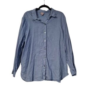 J. Jill Long Sleeve Button Down Shirt Blue Size L Preowned